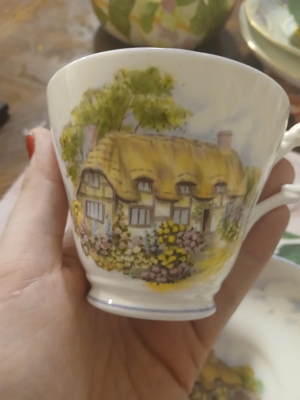 Crown Victorian Floral Bone China Cup in Yellow and Green